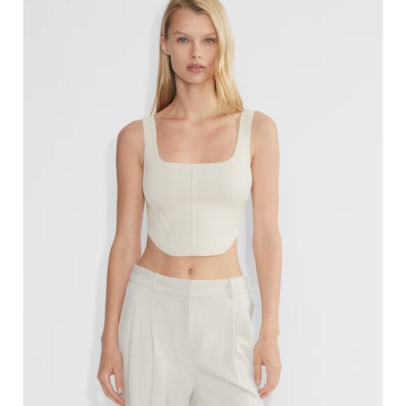 NWT Aritzia Wilfred Natalie Light Birch Cream Sculpt Corset Tank S - Picture 1 of 4